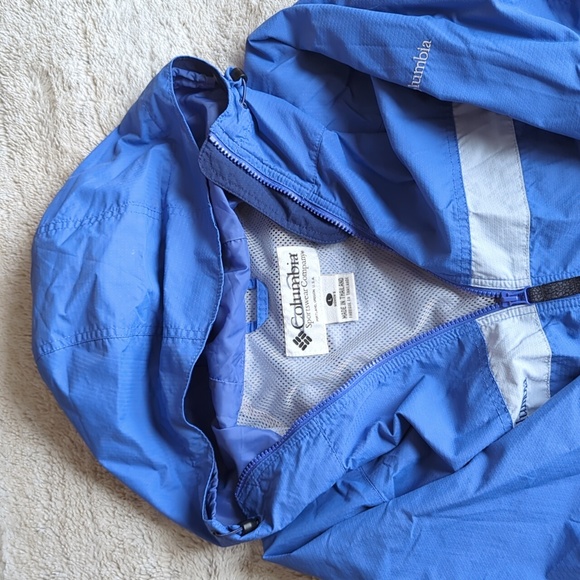 Columbia Blue Purple Long Hooded Thinly Lined Spring Fall Utility Jacket Size L - Picture 3 of 9